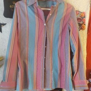 Multicolor Striped Womens Shirt & Pink & Whim